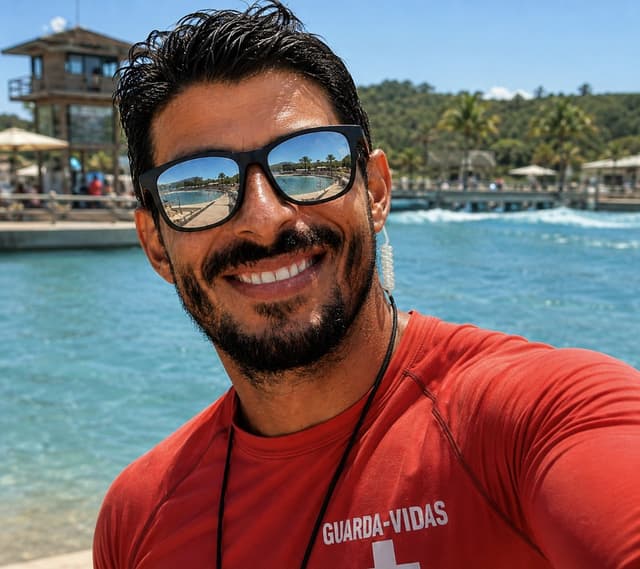 Pedro, coordenador de guarda-vidas da Surfland Brasil